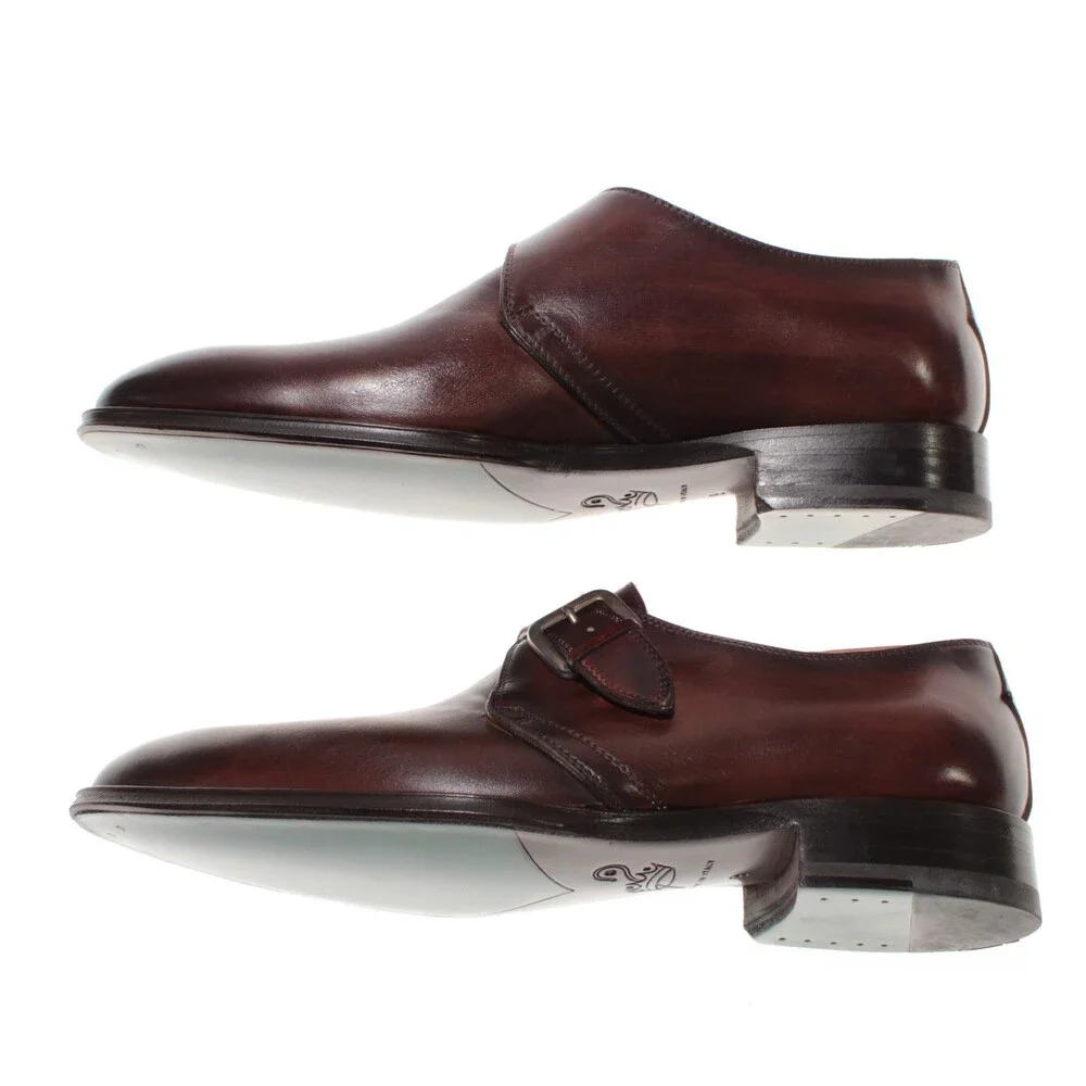 Pastori NWB Single Monk Strap Dress Shoes Size 9 US in Whiskey Brown Leather